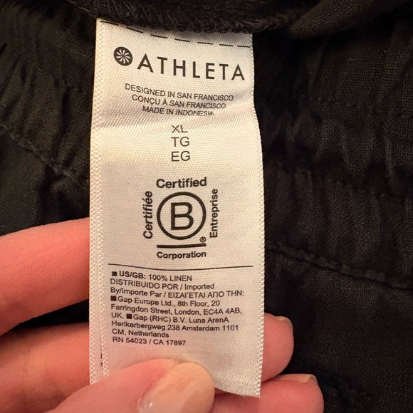 Athleta Black Retreat Linen Wide Leg Pants - Picture 9 of 10